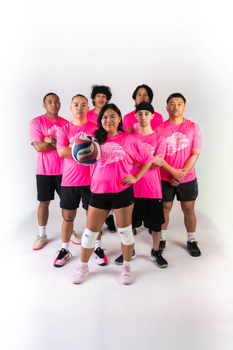 Volleyball team in pink at media day